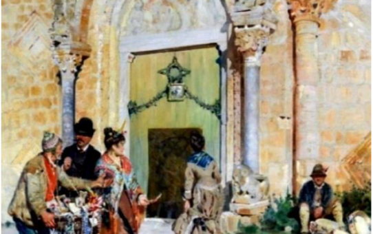 Il Portale della Basilica di S. Maria Maggiore di Siponto in un dipinto del pittore Alceste Campriani
